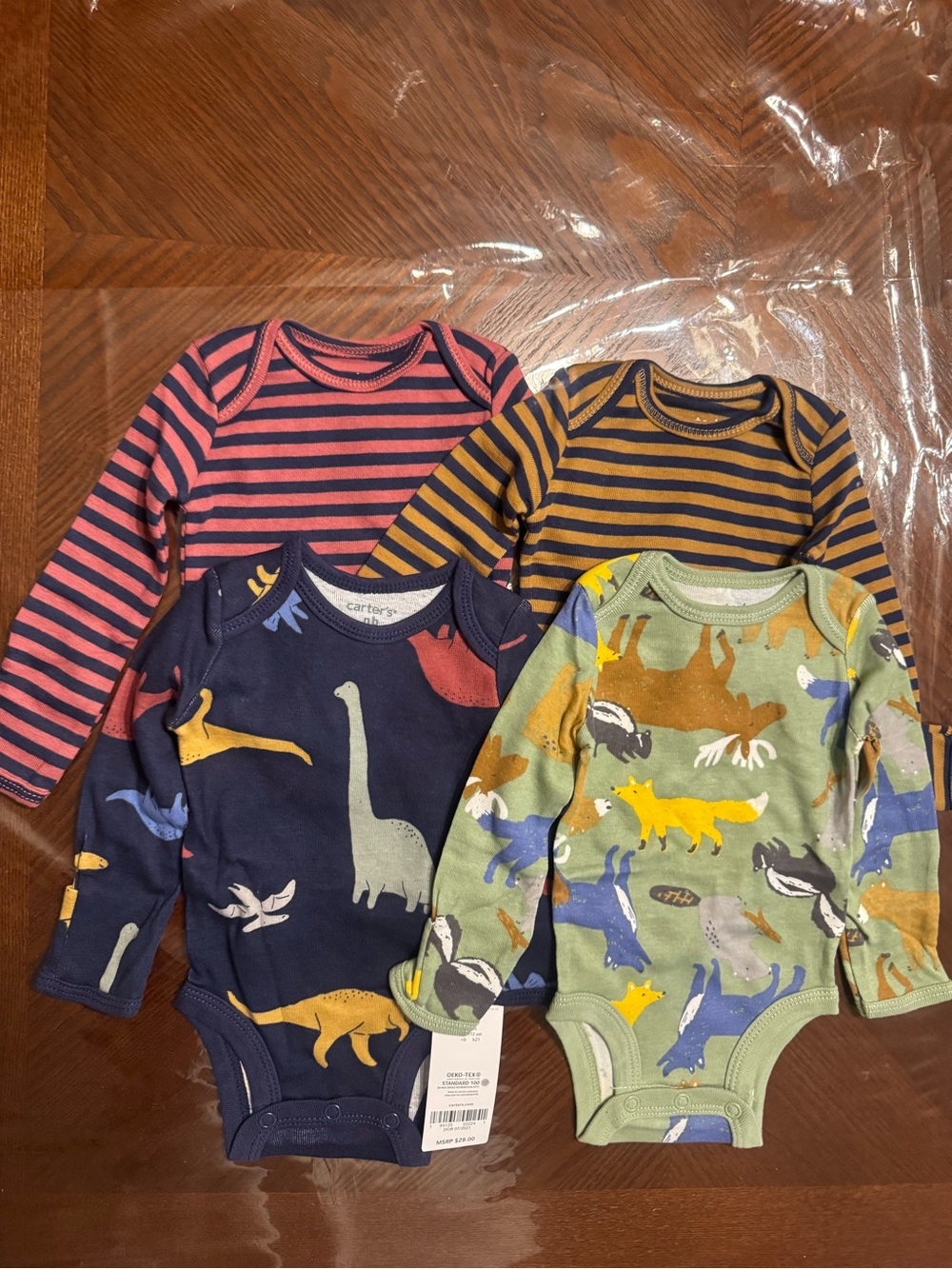 Carter's NWT Baby Boy Set- (4pcs) Long Sleeve Bodysuits Sz Newborn 0 months